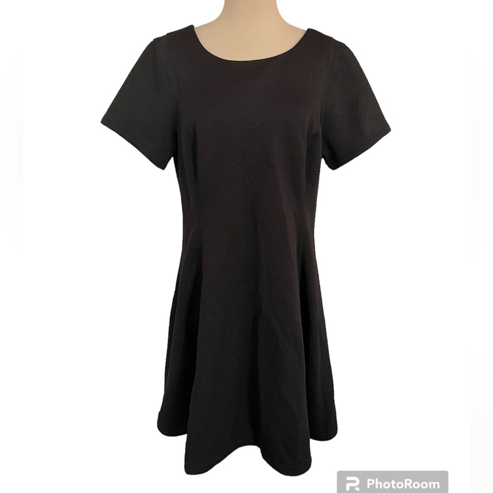 Lane Bryant Womens Dress Mini Fit Flare Knit Black Side Zip Lace Up Career 16